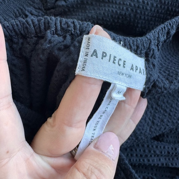 APIECE APART Marta One Shoulder Maxi Dress Navy Blue Medium Knit Gauzy Puff - Picture 7 of 13